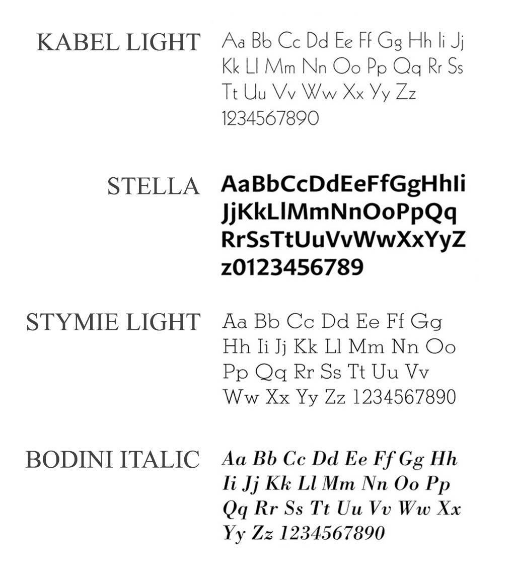 Fine Art Album font options