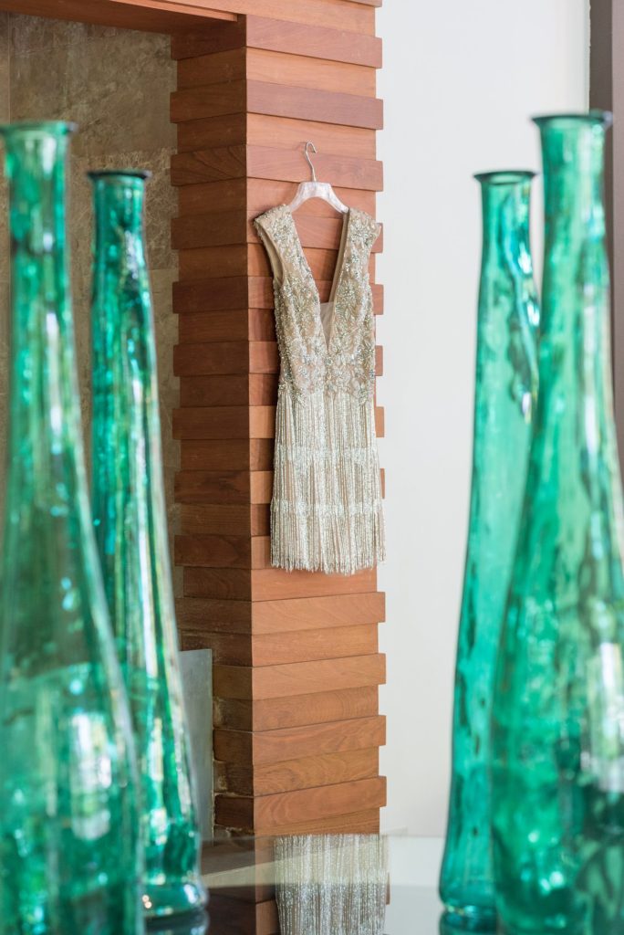 Casa de Campo wedding photos of the bride's beaded reception dress in the Dominican Republic by Mikkel Paige Photography.