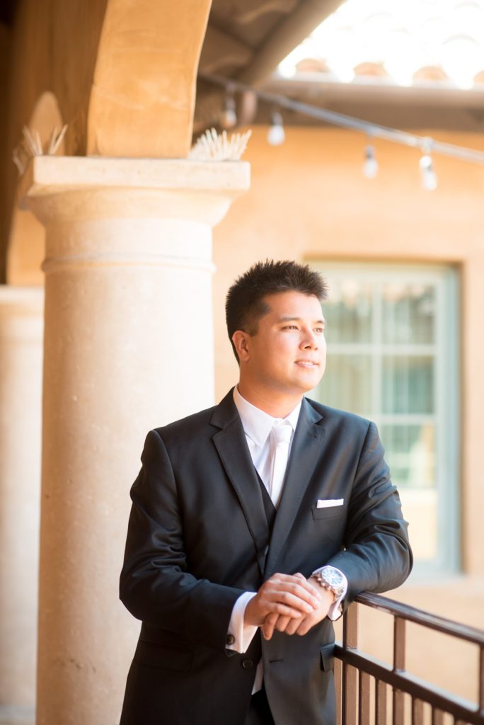 Groom at a destination wedding at a California winery in Los Gatos called Testarossa. Photos by Mikkel Paige Photography.