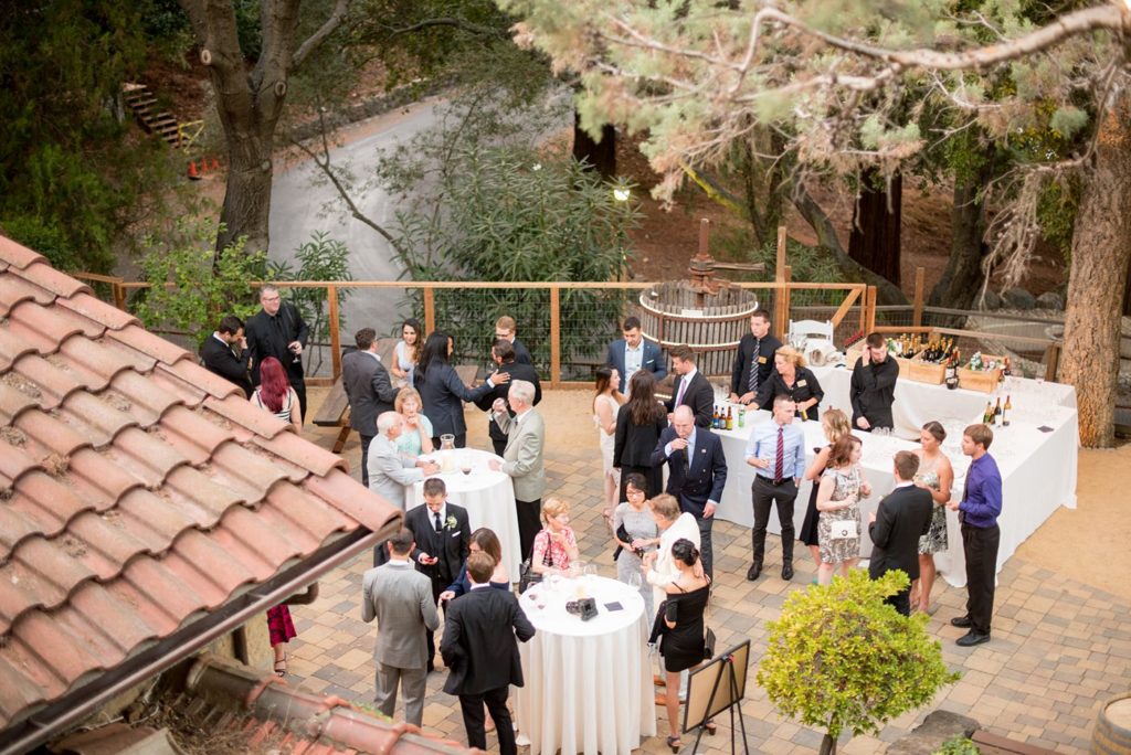 A destination wedding picture of the welcome cocktails at a California winery in Los Gatos called Testarossa. Photos by Mikkel Paige Photography.