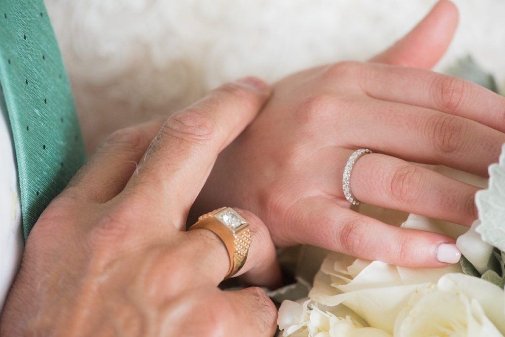 Eau Palm Beach Florida Destination Wedding photos by Mikkel Paige Photography. The bride holds her father's hand before the ceremony.