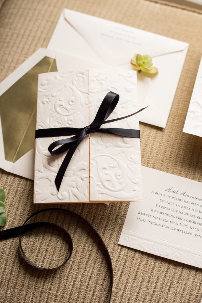 Wedding details for a celebration at Estancia La Jolla. Wedding photos by destination photographer Mikkel Paige Photography.