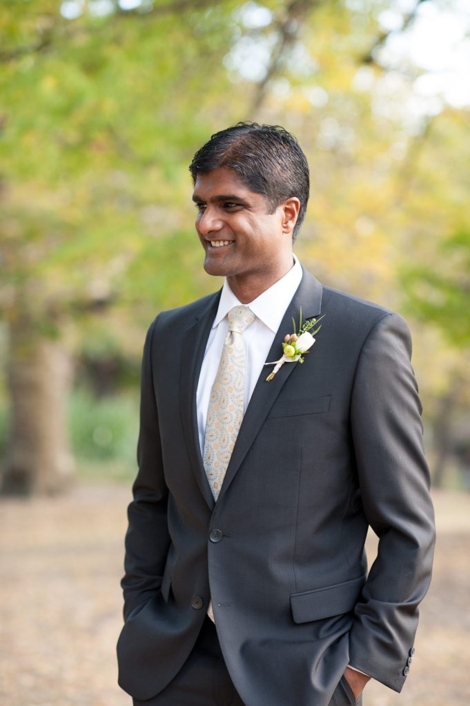 Small Brooklyn Wedding in NYC during Fall with photos by Mikkel Paige Photography. The ceremony was held at Fort Greene Park and the groom waited for his bride.