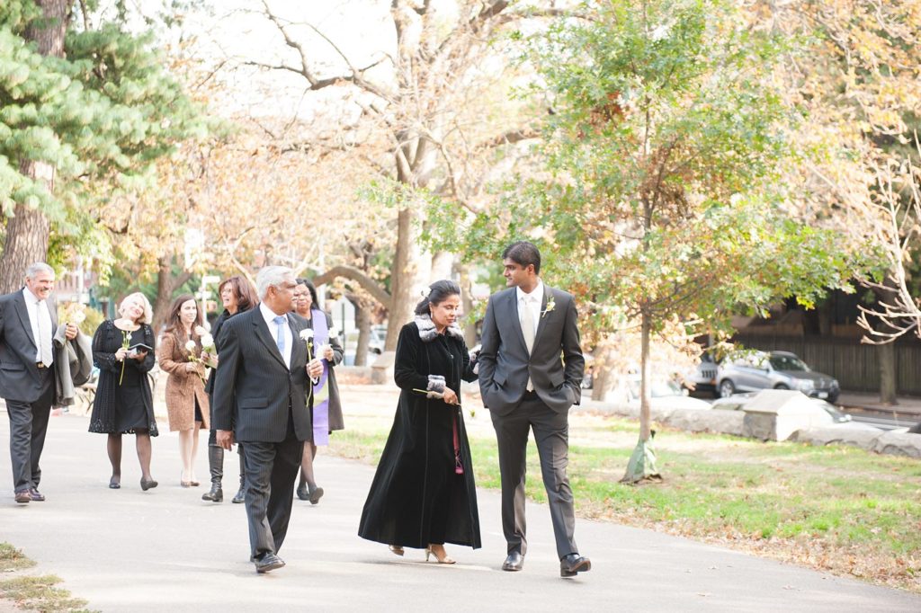 A small Brooklyn wedding elopement in NYC during Fall. Photos by Mikkel Paige Photography with a ceremony held at Fort Greene Park.