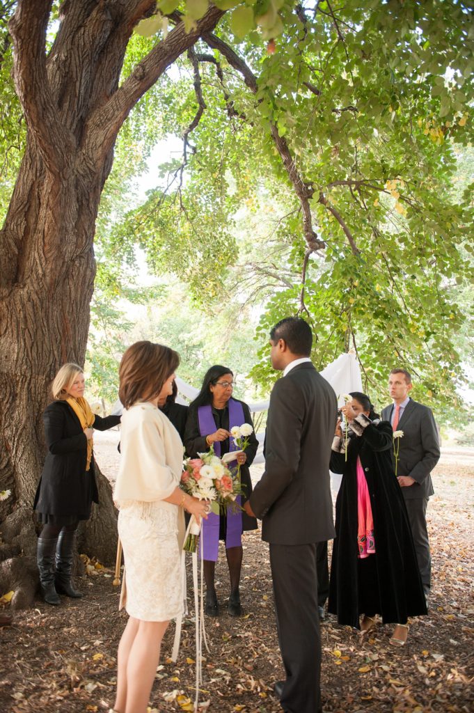 A small Brooklyn wedding elopement in NYC during Fall. Photos by Mikkel Paige Photography with a ceremony held at Fort Greene Park.
