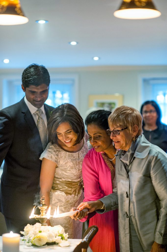 Indian cultural traditions during a small Brooklyn wedding elopement in NYC during Fall. Photos by Mikkel Paige Photography with a ceremony held at Fort Greene Park and reception at the couple's apartment across the street.