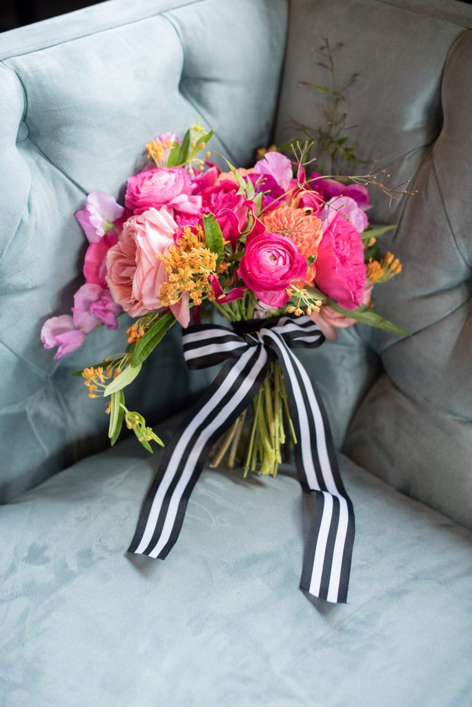 The bride transported to her 501 Union wedding in Brooklyn in a vintage white Rolls Royce with her mom. Photos by Mikkel Paige Photography. Bridal bouquet by August Sage and Violet.