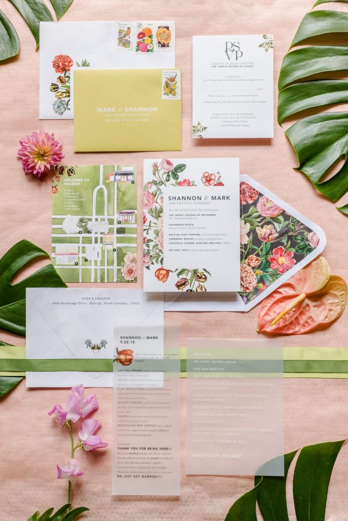 Fuquay-Varina wedding at Highgrove Estate in North Carolina with photos by Mikkel Paige Photography. Stationery suite by One and Only Paper.