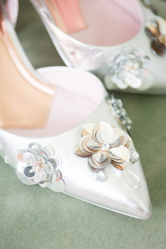 The beautiful designer shoes for a luxury destination wedding in the Hudson Valley in upstate New York. Photos captured by Mikkel Paige Photography and planning by The Union Studio.