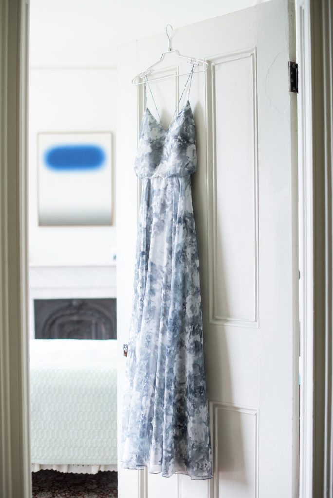 A Hudson Valley wedding in upstate New York, photographed by Mikkel Paige Photography. Planning by The Union Studio. The bridesmaids wore different blue colored gowns.