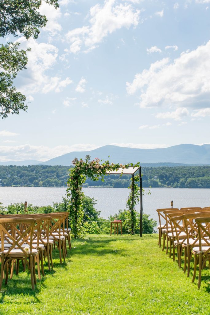 A ceremony at Southwood Estate overlooking the Hudson Valley and river photographed by Mikkel Paige Photography and planned by The Union Studio.