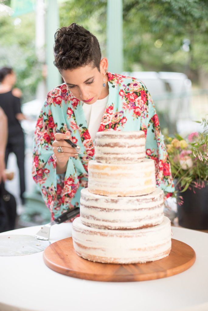 Prospect Park Boathouse wedding in Brooklyn, New York. Photo by Mikkel Paige Photography of the naked cake their bridesmaid created.