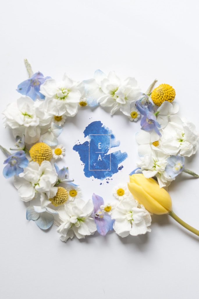 Flat lay styling for luxury and destination weddings and events by Mikkel Paige Photography. This stationery was a monogram for a wedding in Durham, North Carolina.