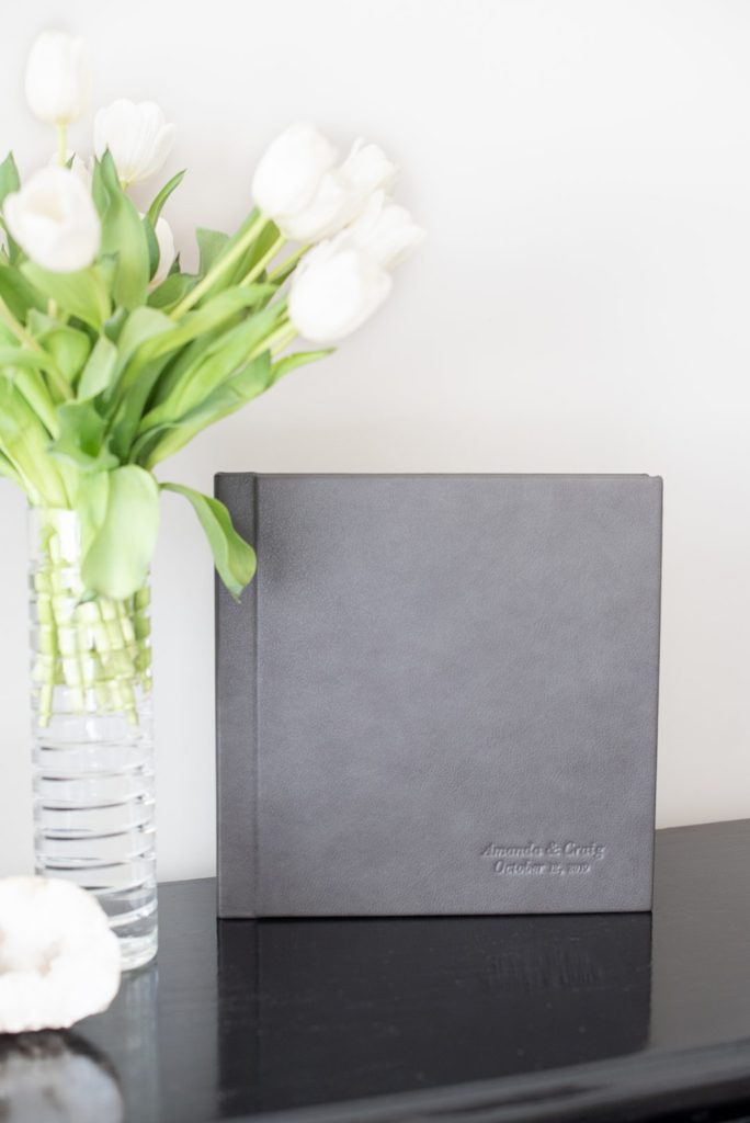 Fine art grey album for a fall wedding at Crabtree's Kittle House, by Mikkel Paige Photography.