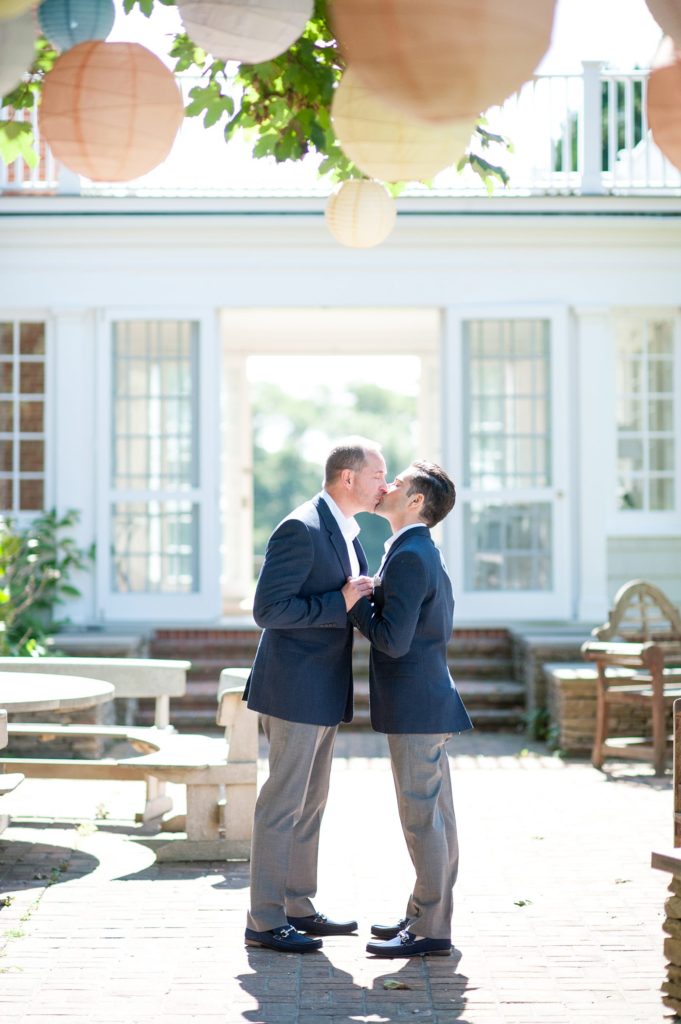 Hamptons wedding photographer captures two grooms for a same sex wedding at a private home. Images by Mikkel Paige Photography.