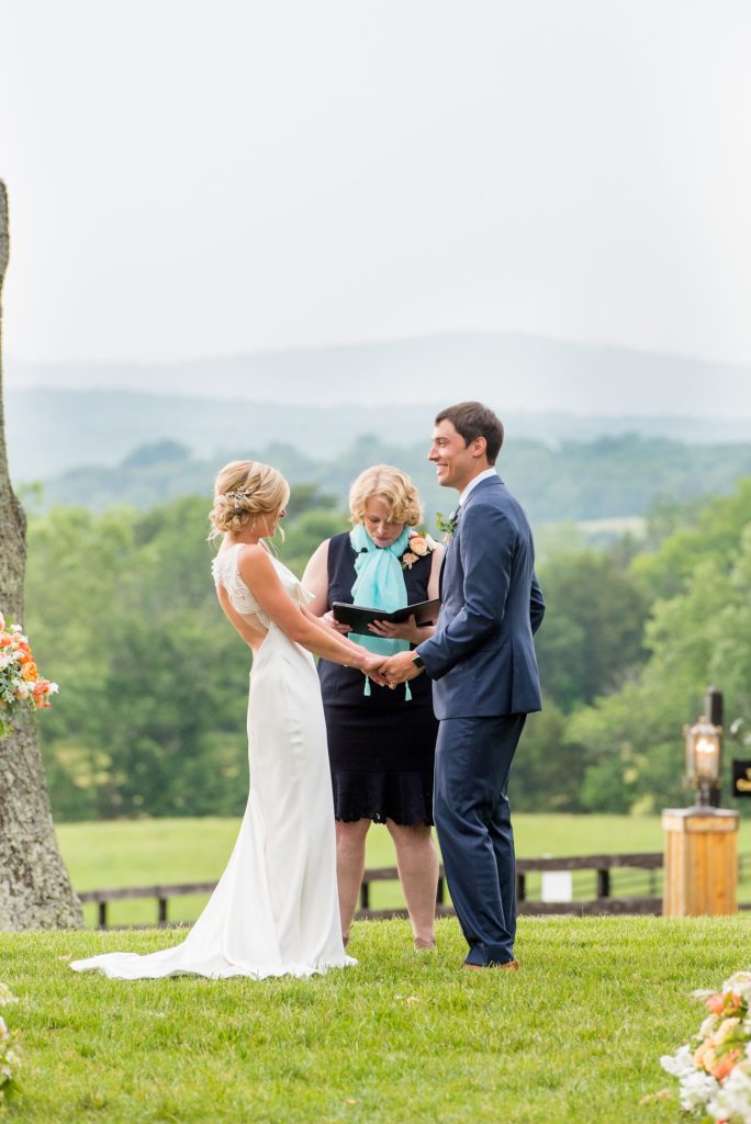 Mount Ida Farm wedding photos by Mikkel Paige Photography with an outdoor ceremony overlooking the Blue Ridge Mountains. Planning by Viva L'Event.