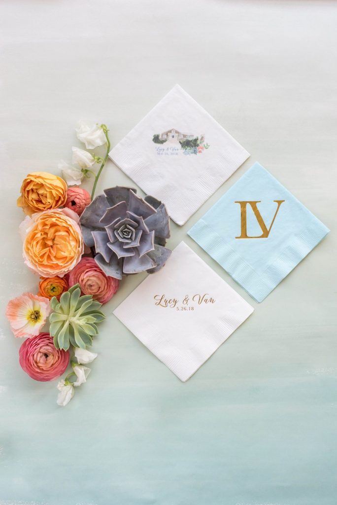 Mount Ida Farm wedding photos by Mikkel Paige Photography in Charlottesville, Virginia. Planning by Viva L'Event. Image of the custom napkins by One and Only Paper.