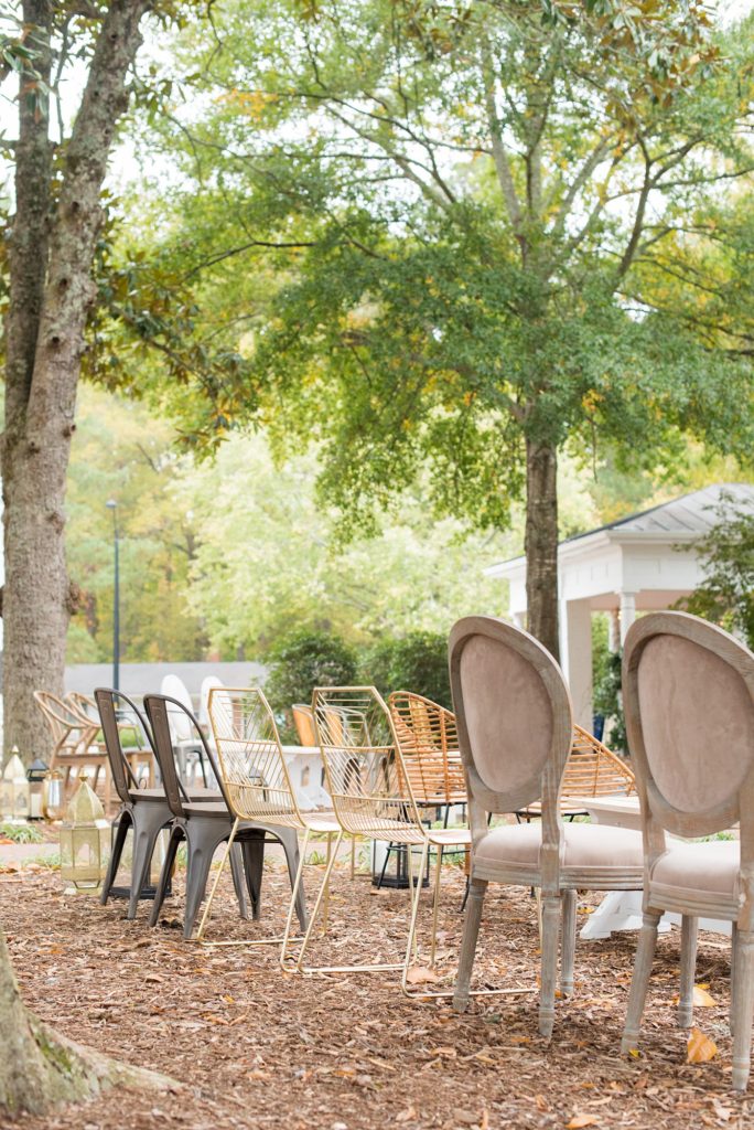 Small wedding in North Carolina with photos by Mikkel Paige Photography. The ceremony had mixed seating and was held in front of historic Leslie-Alford Mims House in Cary.