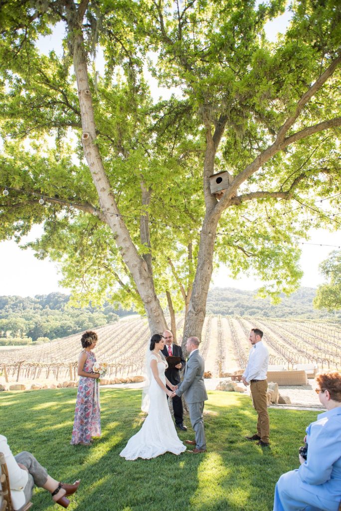 West coast elopement wedding with an intimate guest list. Photographed by Mikkel Paige Photography, destination photographer, at Hammersky Vineyard.