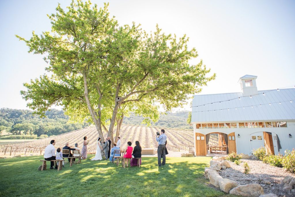A small destination wedding at a vineyard venue in California at HammerSky Vineyards with Mikkel Paige Photography.
