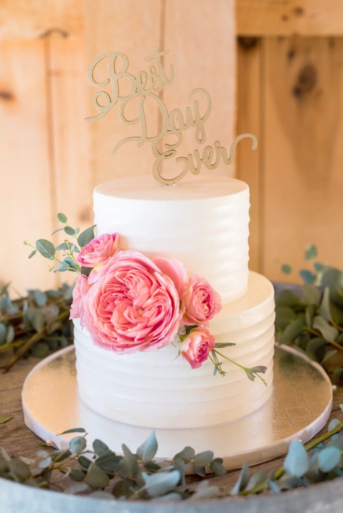 Best Day Ever cake for a small destination wedding elopement for a vineyard wedding in California at HammerSky Vineyards with Mikkel Paige Photography.