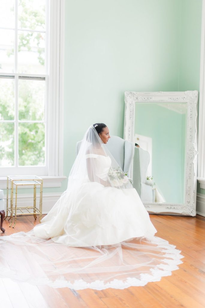 Bridal photos at Merrimon-Wynne House in downtown Raleigh by Mikkel Paige Photography.