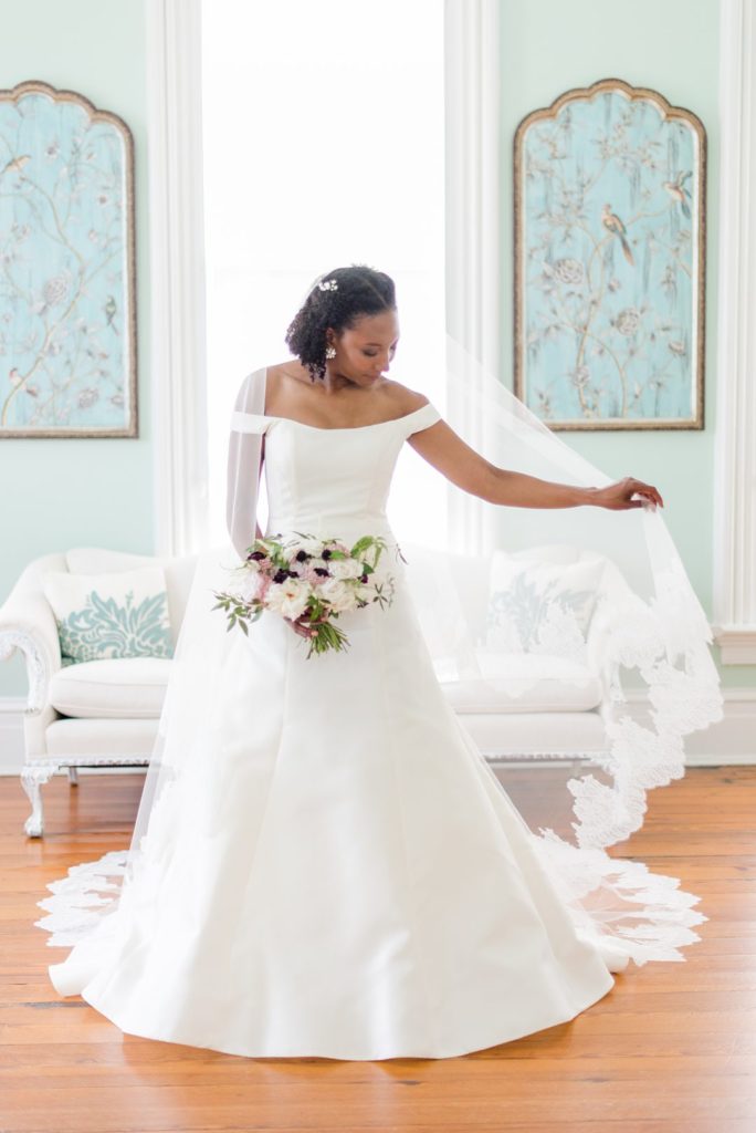 Bridal photos at Merrimon-Wynne House in downtown Raleigh by Mikkel Paige Photography.