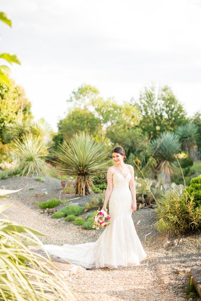 Bridal session photos in a garden in Raleigh, NC by Mikkel Paige Photography.