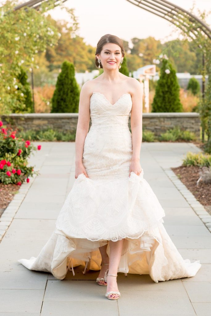 A bridal session captured by Mikkel Paige Photography in a beautiful garden in Raleigh, North Carolina.