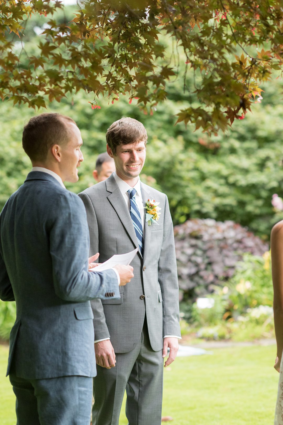 The groom takes his vows during a small outdoor wedding ceremony in Raleigh, NC captured by Mikkel Paige Photography. #mikkelpaige #raleighweddings #smallwedding #ncelopement