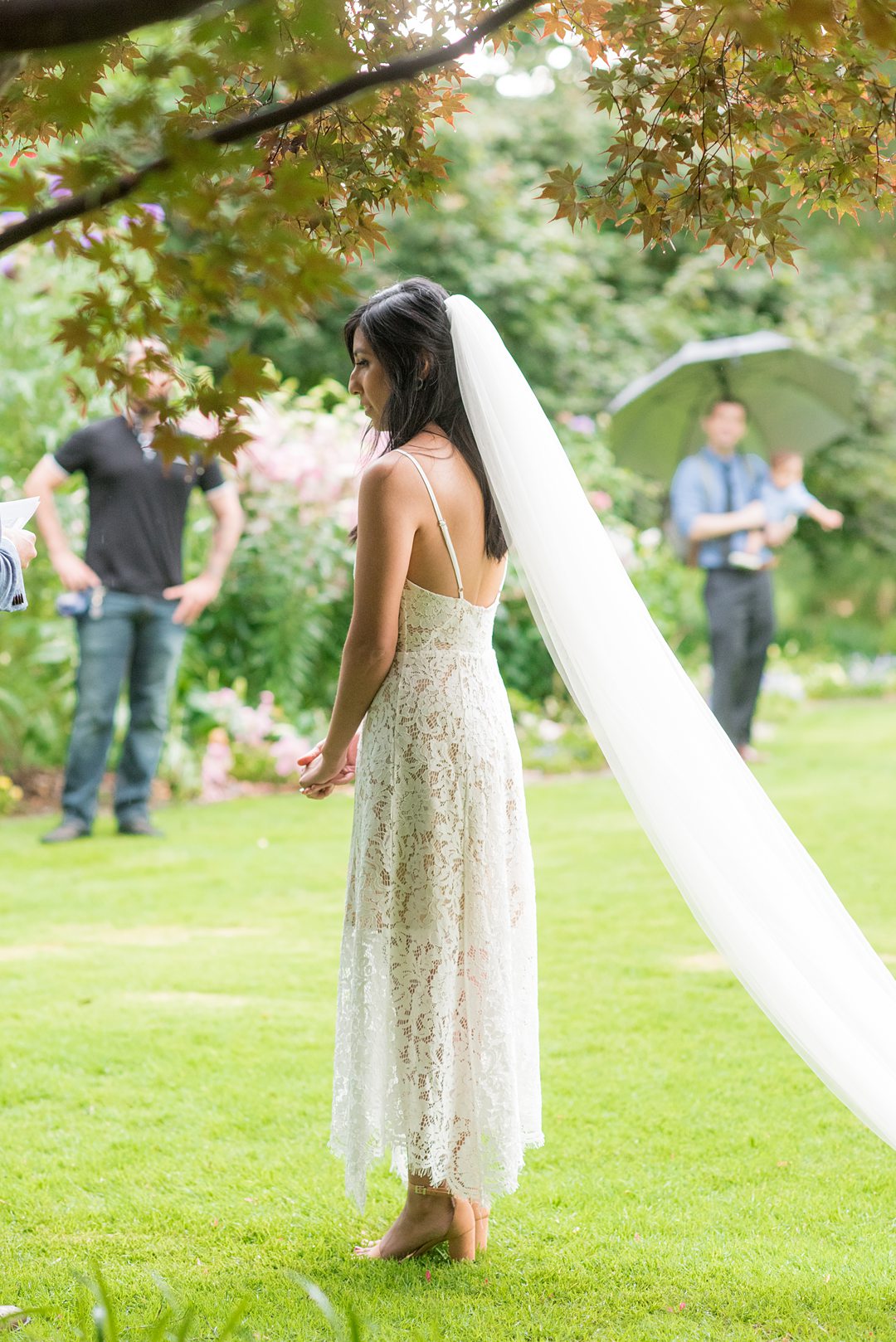 The bride takes her vows during a small outdoor wedding ceremony in Raleigh, NC captured by Mikkel Paige Photography. #mikkelpaige #raleighweddings #smallwedding #ncelopement