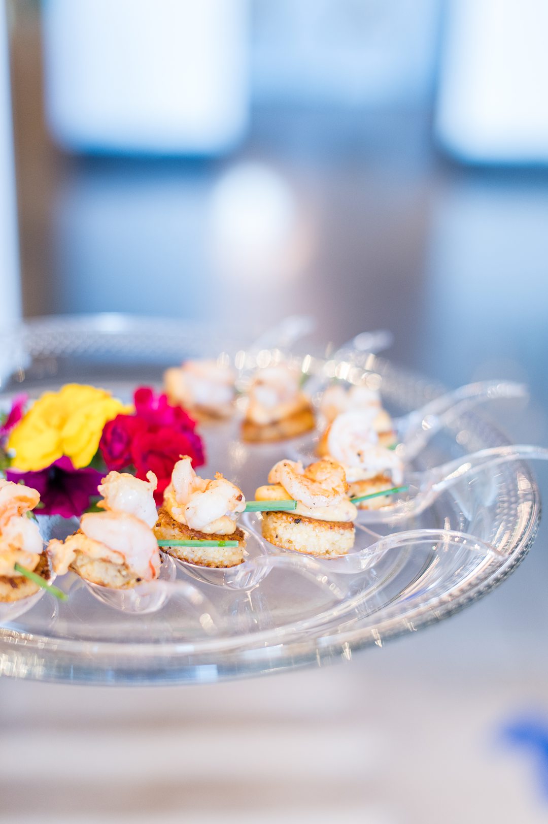 Guests had small appetizers and passed hors d'oeuvres at a small wedding at The Lodge at Mount Ida Farm in Charlottesville, VA. Photos by Mikkel Paige Photography.
