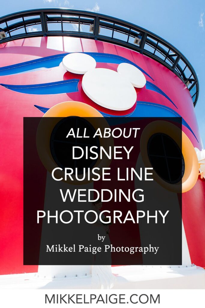 Disney Cruise Line wedding photography graphic with the Mickey Mouse icon on the cruise stack.