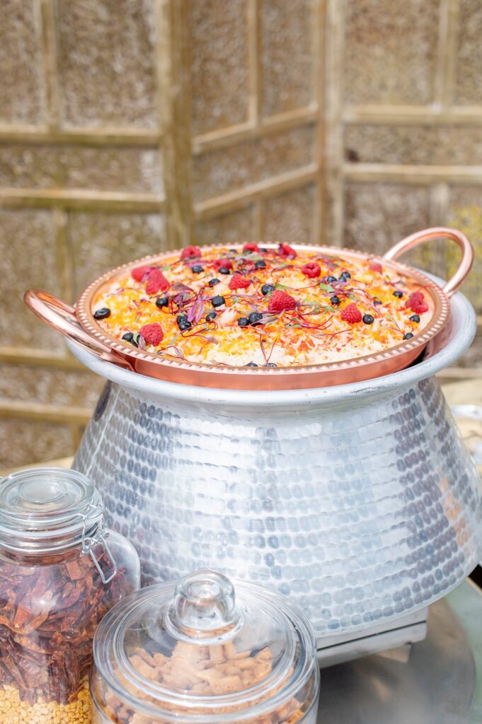 Colorful Indian rice dish for a wedding in NC.