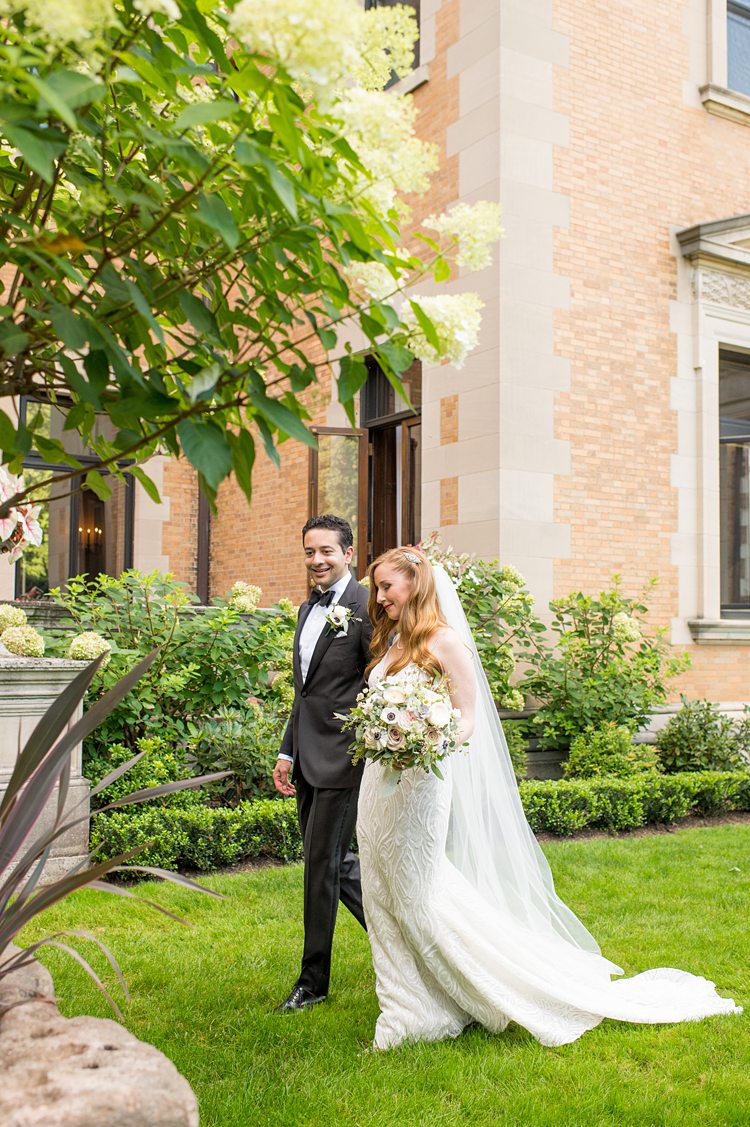 Bride and groom on their September wedding day at Sleepy Hollow Country Club.
