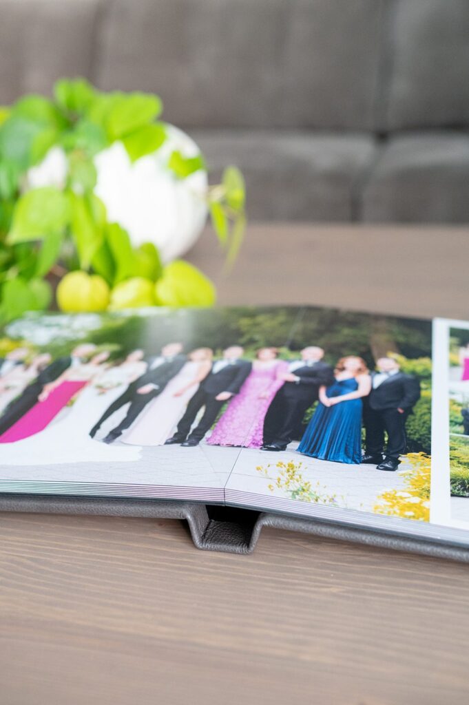 Gray leather wedding album by Mikkel Paige Photography.