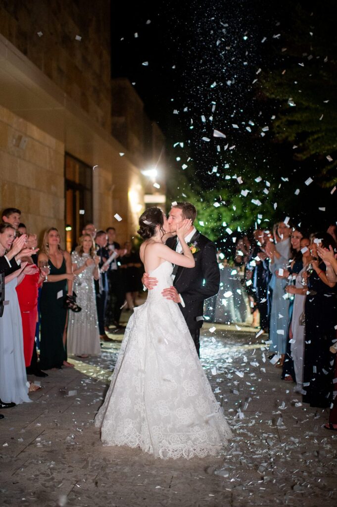 Umstead wedding reception details for an exit for the bride and groom with confetti.