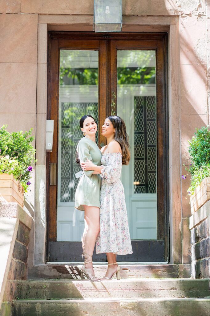 Same sex lesbian couple engagement photos in Riverside Park in NYC by Mikkel Paige Photography.