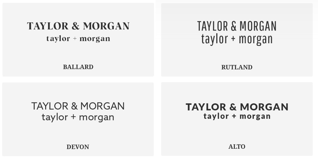 Font options for folio albums by Mikkel Paige Photography.