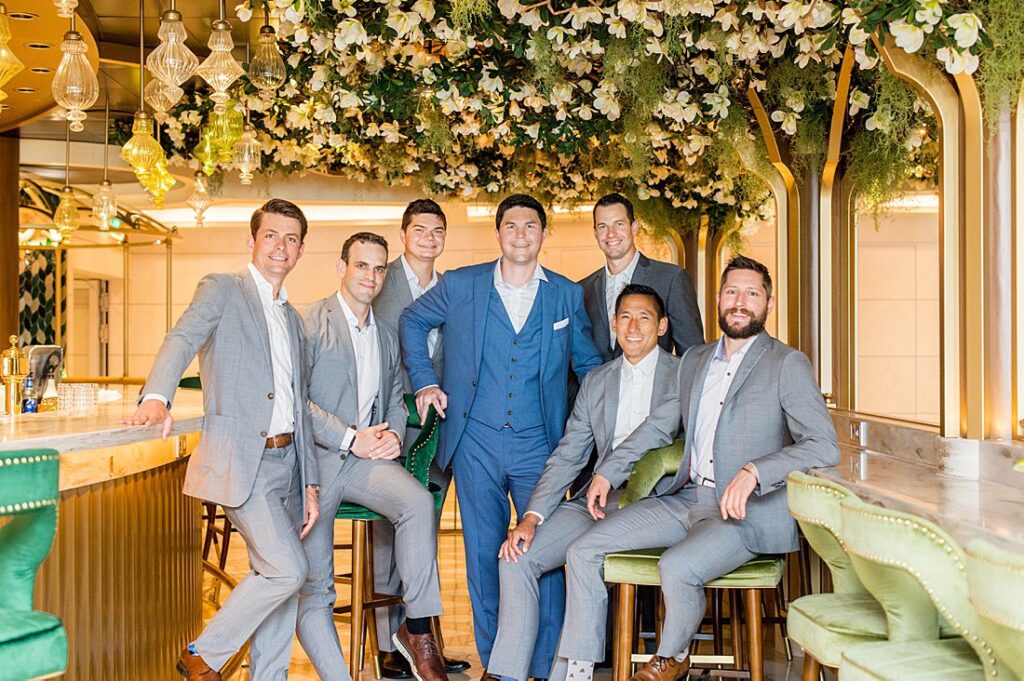 Groomsmen in The Bayou for Disney Wish wedding photos by Mikkel Paige Photography.