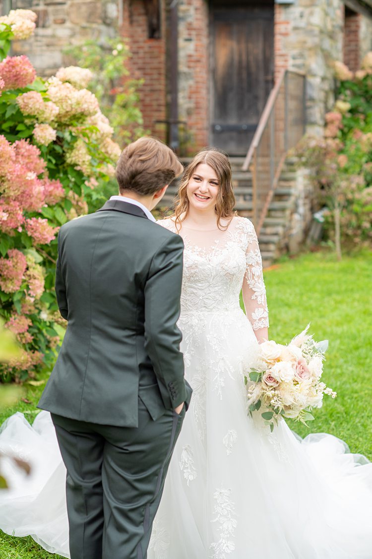 Intimate portrait of two brides at Blue Hill Stone Barns