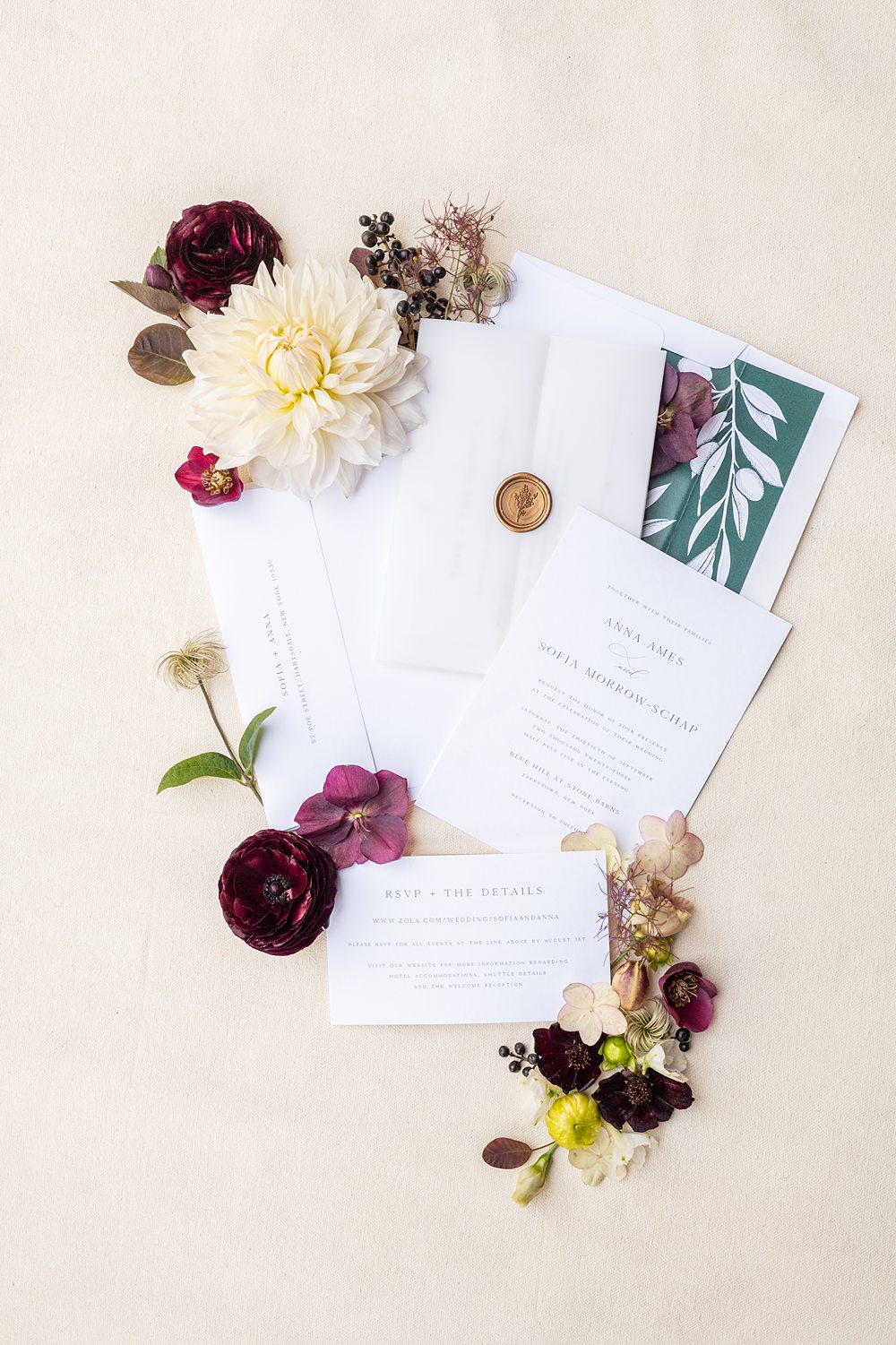 Blue Hill Stone Barns fall wedding invitation