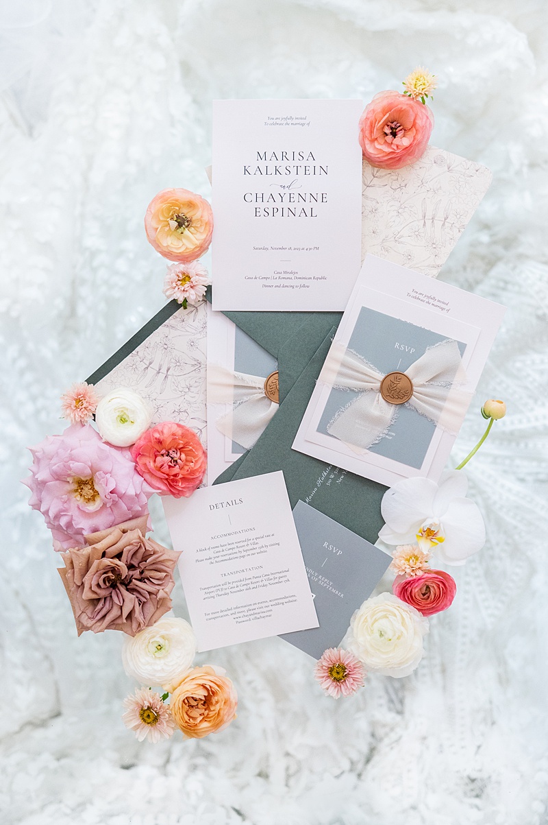 Wedding invitation photo for a fall wedding in the Dominican Republic.